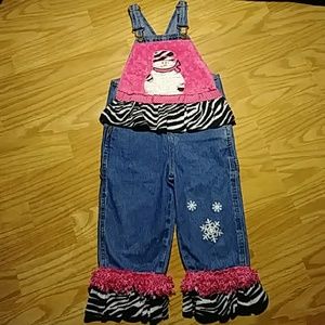 Holiday (3T)Jean Jumper Snowman Zebra Print
